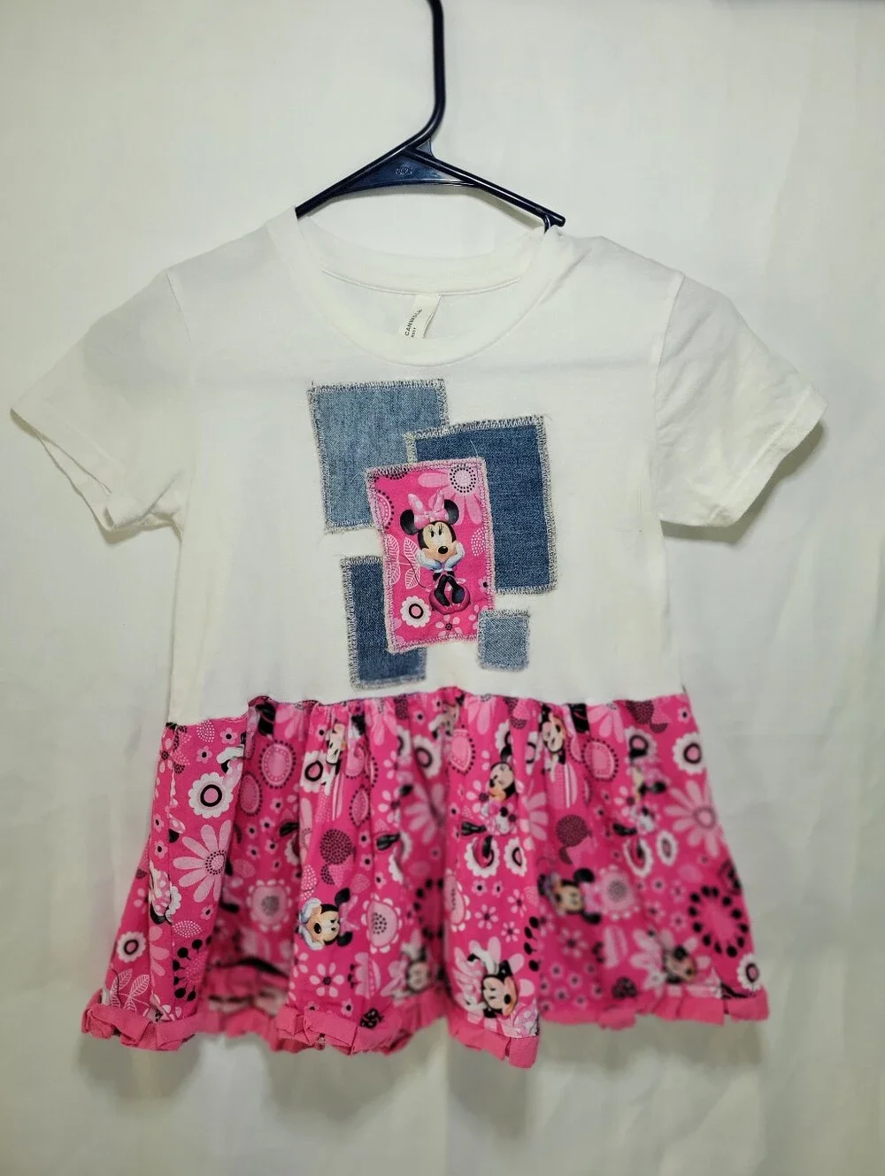 HAND MADE SZ 6 White & Pink Minnie Mouse DISNEY Twirly Dress